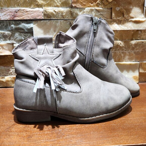 Wonder Nation Taupe Slouch Star Cowboy Boots Size 10 - Picture 1 of 4